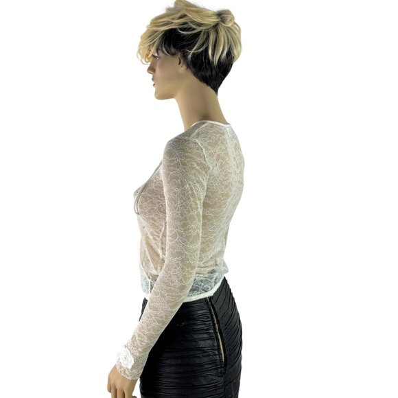 CHANEL Le Make Up De Chanel P24358V14575 Lace Long Sleeve Tops White Size Tag 34 - Picture 10 of 11